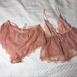 NWT Victoria’s Secret Pink Satin Lace Cami Set (S)